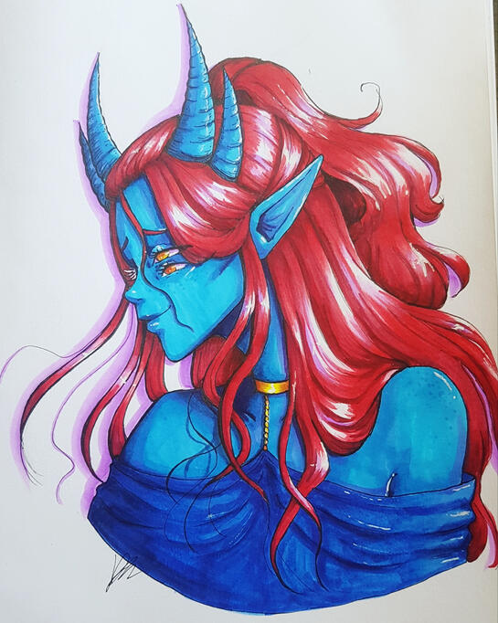 Xenia (OC, Alcohol markers and ink pens on paper, 2021)