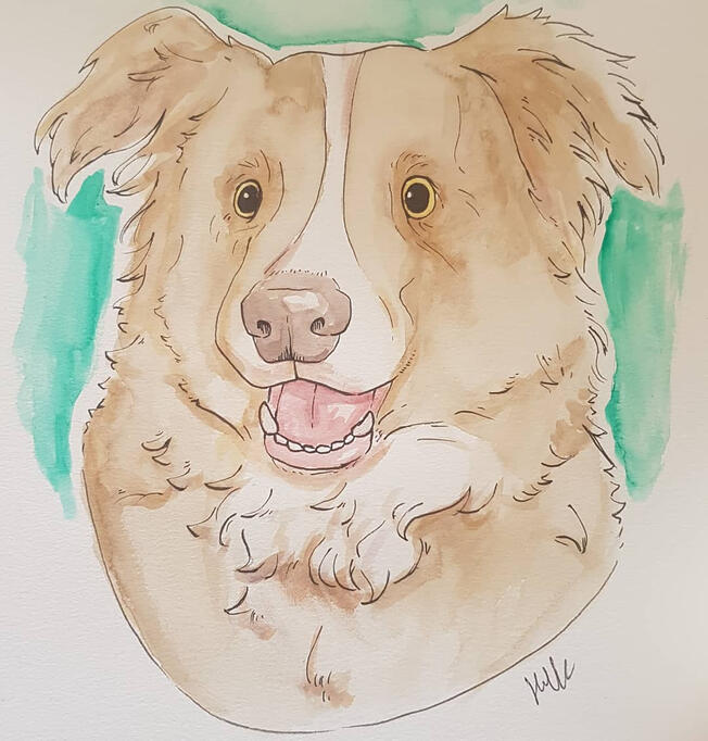 Commission for M. (Commission, Watercolour and ink pens on paper, 2020)