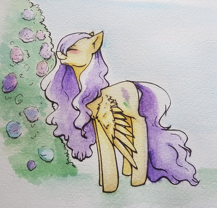 Lavender Blossom (OC, Watercolour and ink pens on paper, 2020)