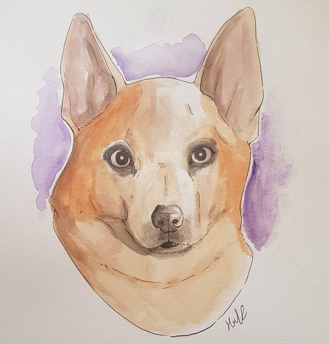 Commission for M. (Commission, Watercolour and ink pens on paper, 2020)